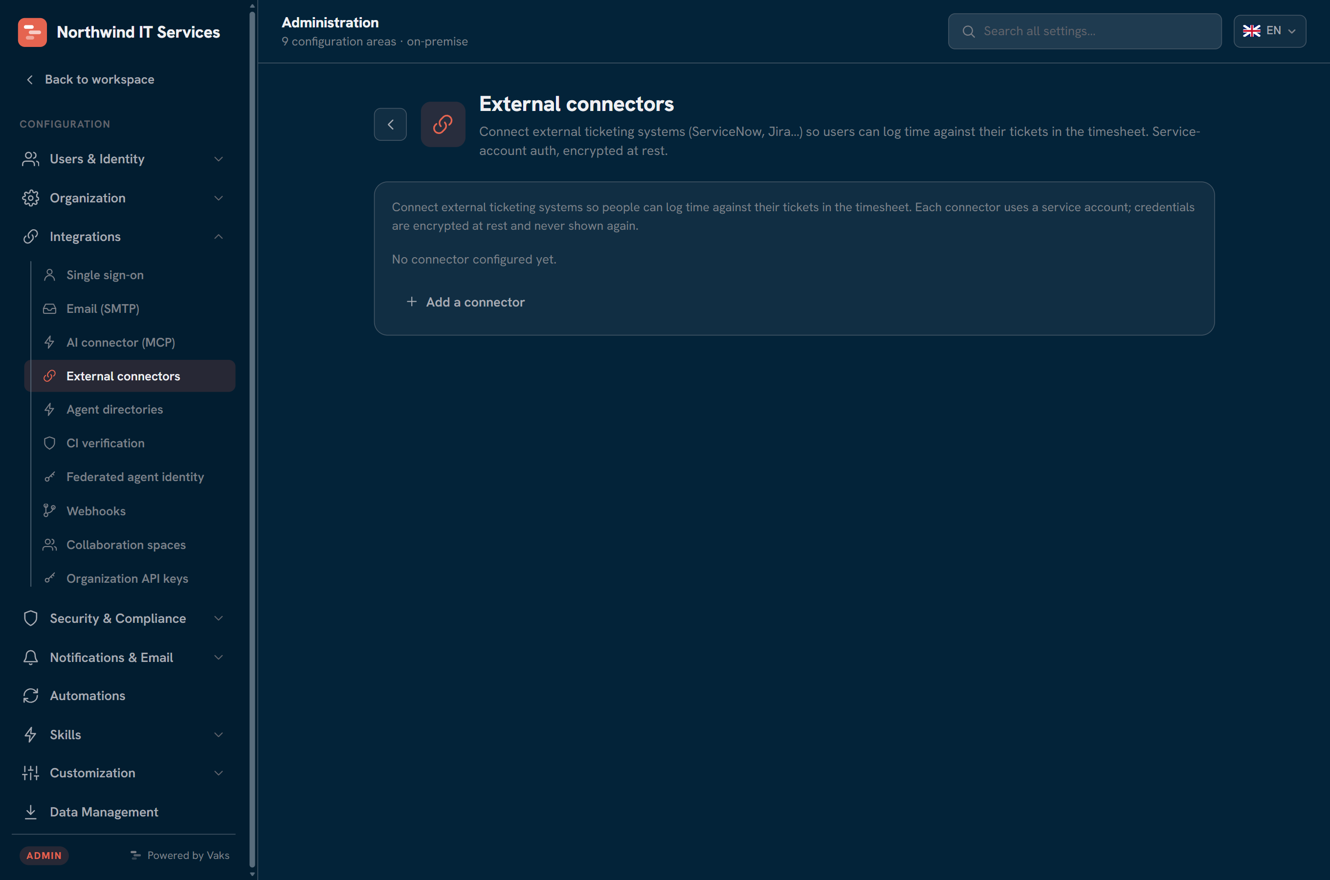 Admin: external ticketing connectors